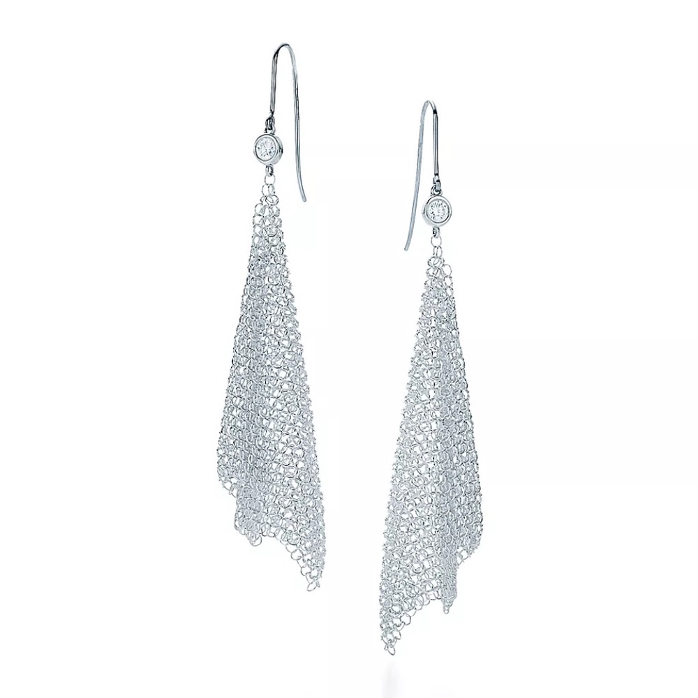 Elsa Peretti Mesh Scarf Diamond Earrings